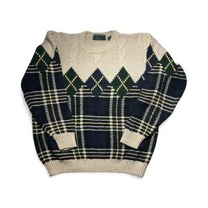 Vintage Embassy Row cotton knit sweater plaid size M